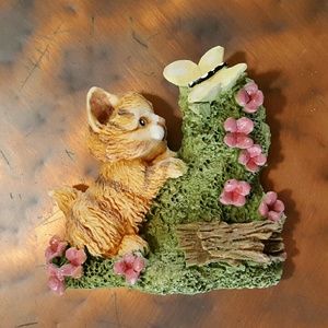 #77 Cat Fridge Magnet Butterfly Flowers Basco Kitten